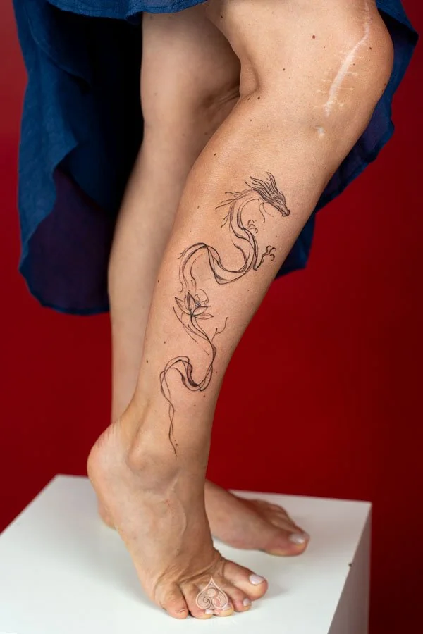 Abstract Line Dragon Tattoo