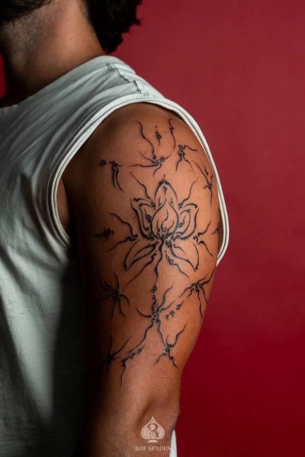 Asemic Lotus Flower Tattoo