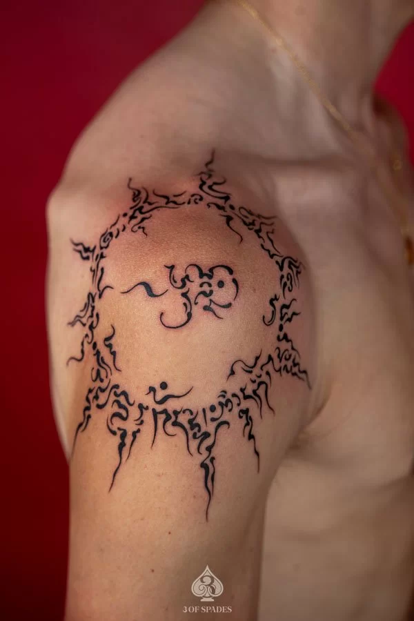 Asemic Shoulder Tattoo
