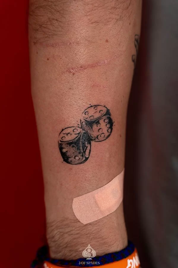 Blackwork Dice Tattoo