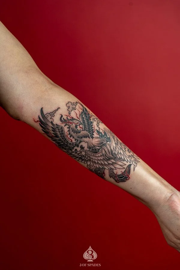 Blackwork Phoenix Tattoo