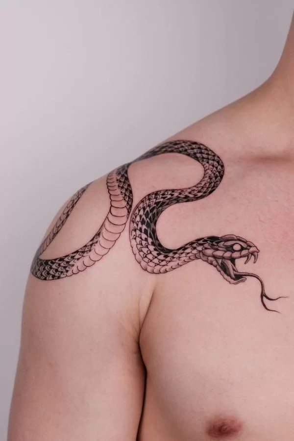 Blackwork Shoulder Snake 1