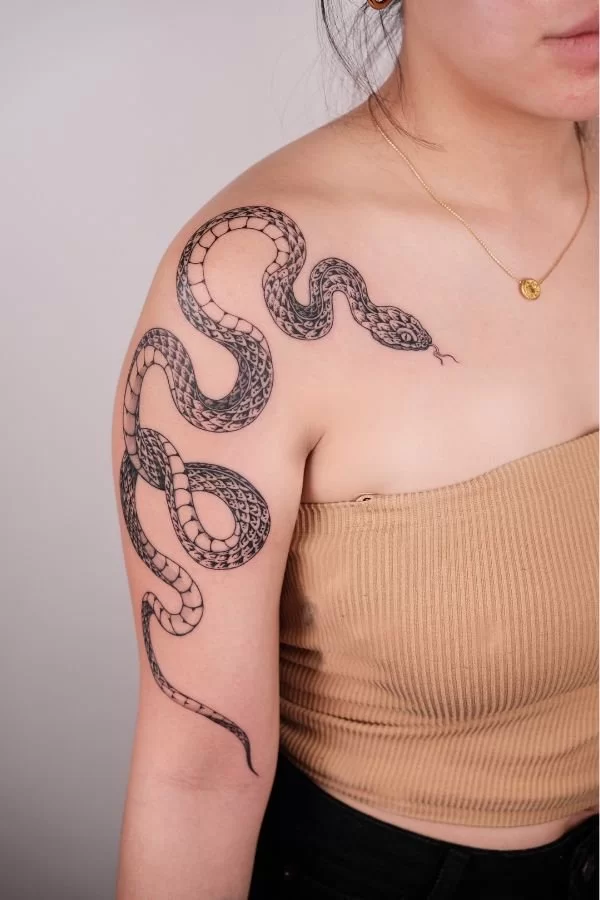 Blackwork Snake Shoulder 2