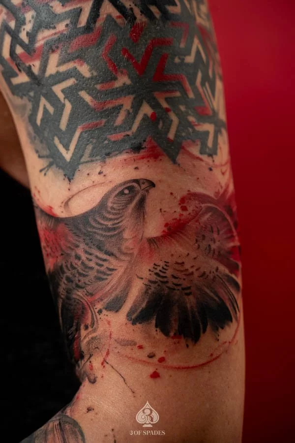 Brushstroke Kestrel Tattoo