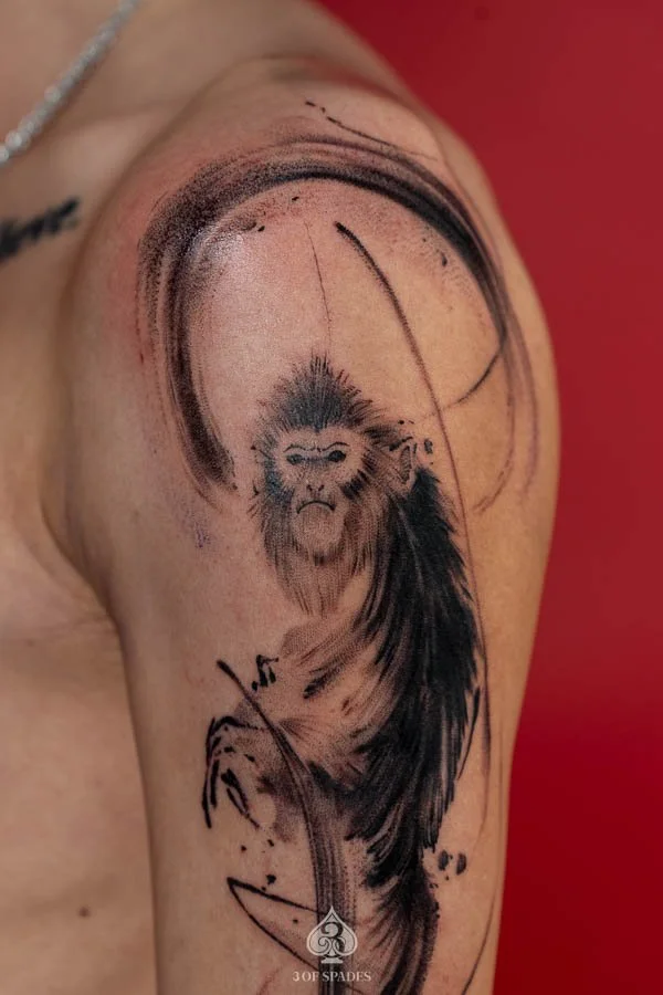 Brushstroke Monkey Tattoo