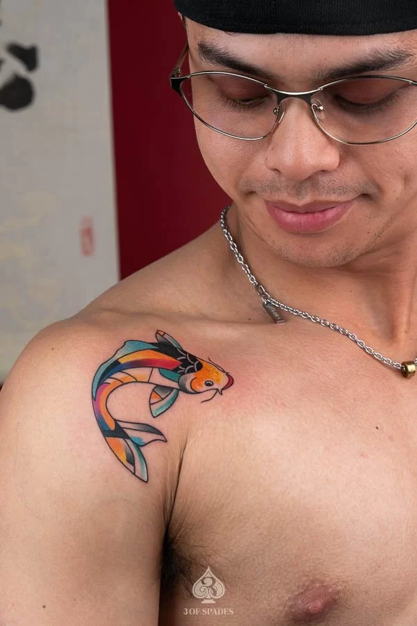 Colorful Koi Fish Tattoo.
