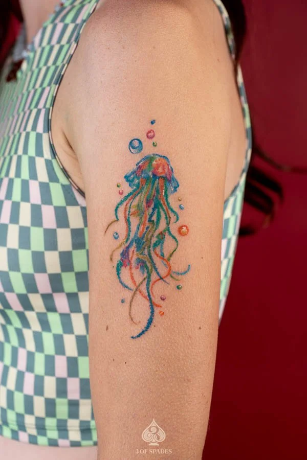 Crayon Jellyfish Tattoo