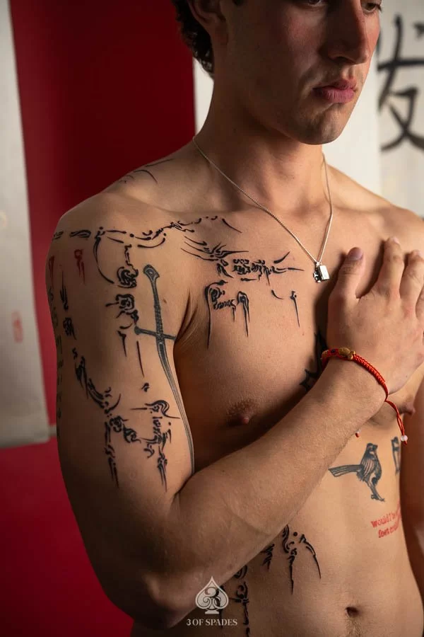 Asemic Half Body Tattoo
