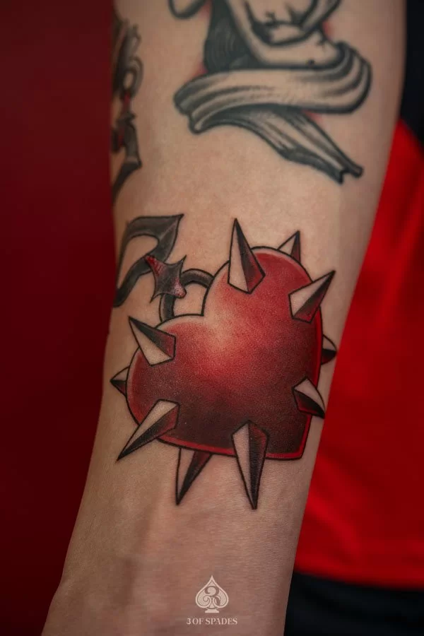 Traditional Spike Mace Tattoo