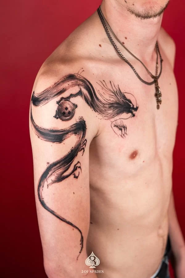 Brush Dragon With Gems