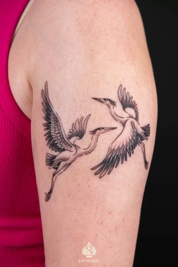 Crane Flying Tattoo 2