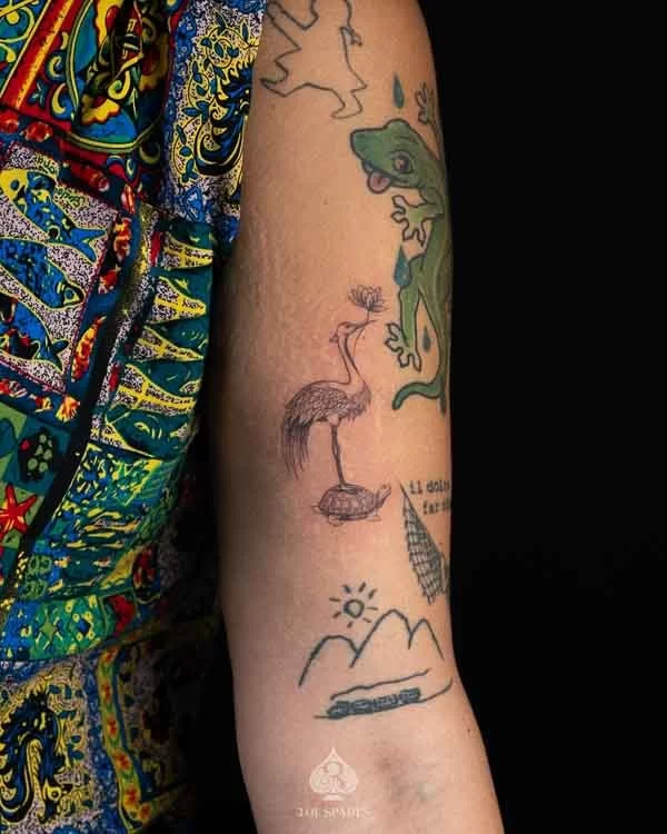 Crane Turtle Tattoo