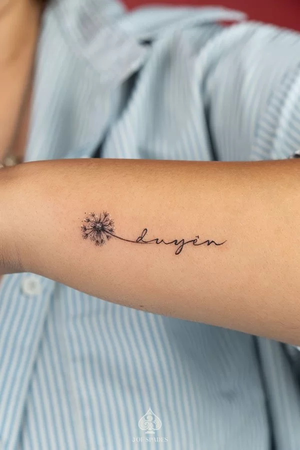 Mini Lettering Flower Tattoo 2