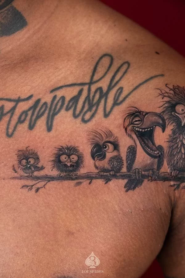 Blackwork Birds Tattoo 2