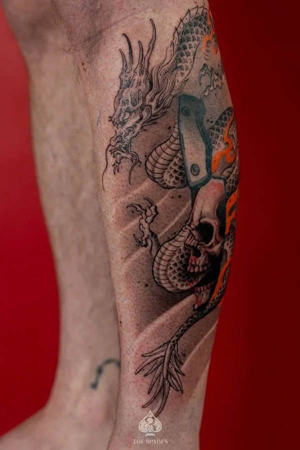 Dragon with Skull Tattoo