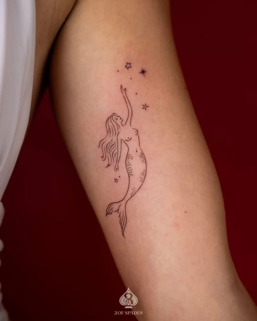 Fineline Mermaid Tattoo