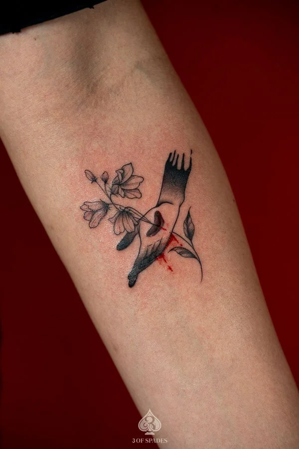 Flower Through Hand Tattoo1