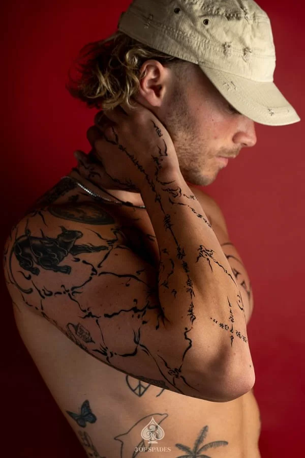 Full Hand & Chest Asemic Tattoo7