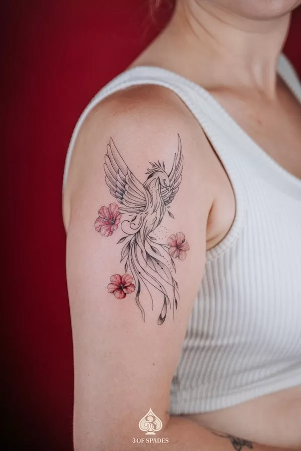 Phoenix Flower Tattoo
