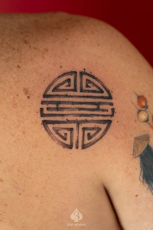 Longevity Shoulder Tattoo Designs | 3 of Spades Hanoi