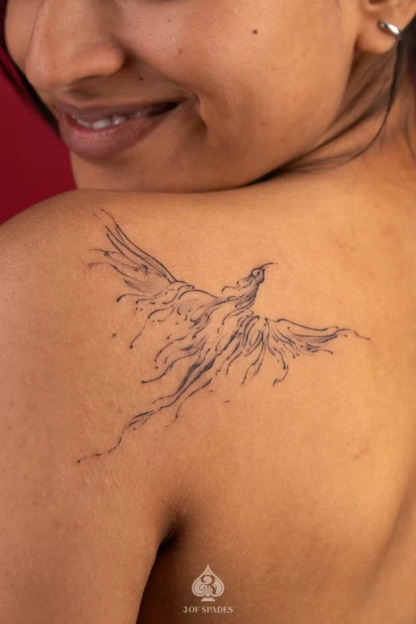 Minimal Abstract Crane Tattoo Designs | 3 of Spades Hanoi