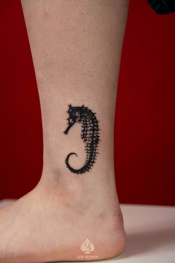 Mini Blackwork Hippocampus Tattoo