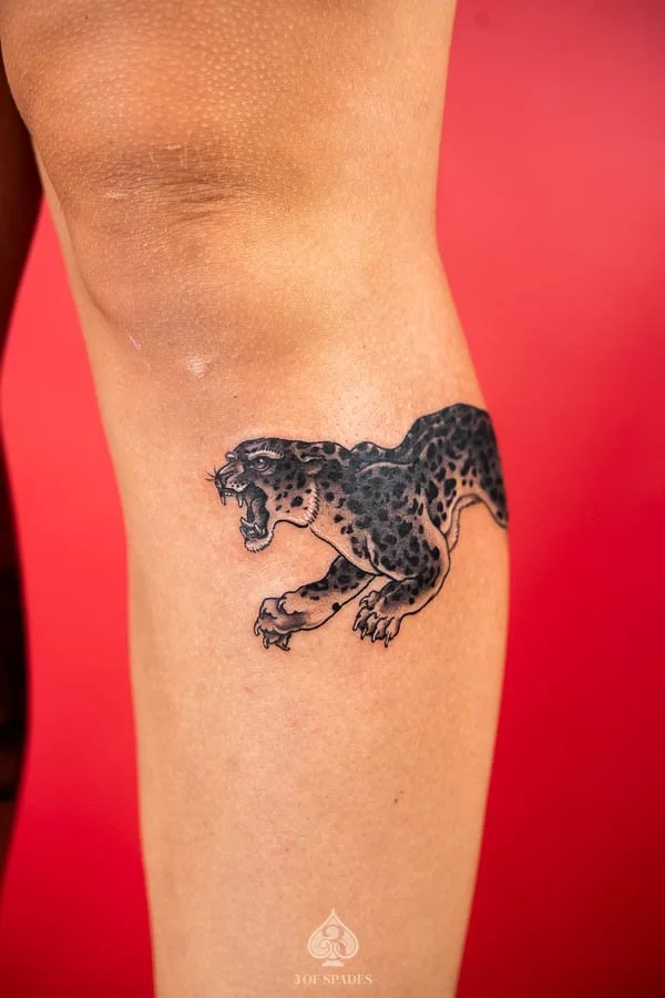 Neo Traditional Leopard Tattoo