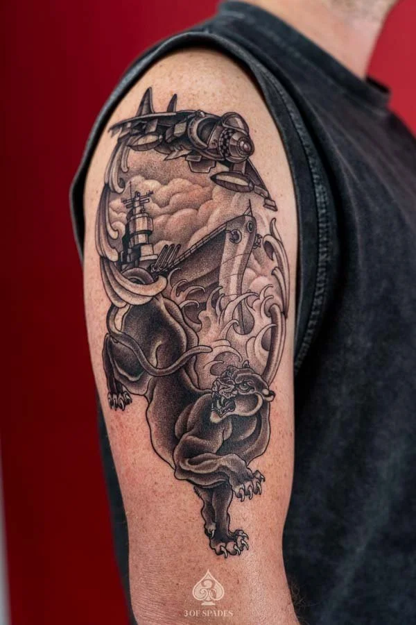 Neo Traditional Panther Tattoo6