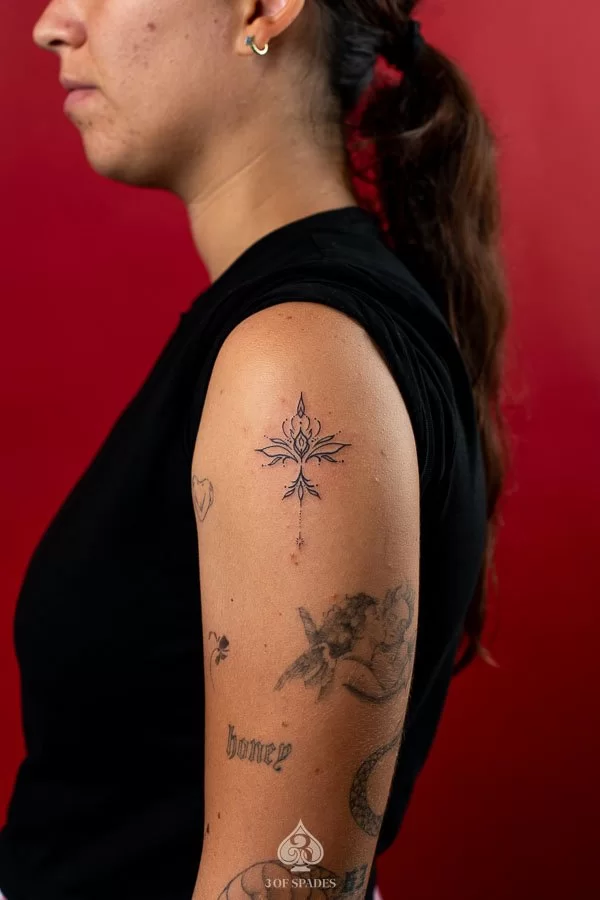 Ornamental Lotus Upper Arm Tattoo | 3 of Spades Hanoi