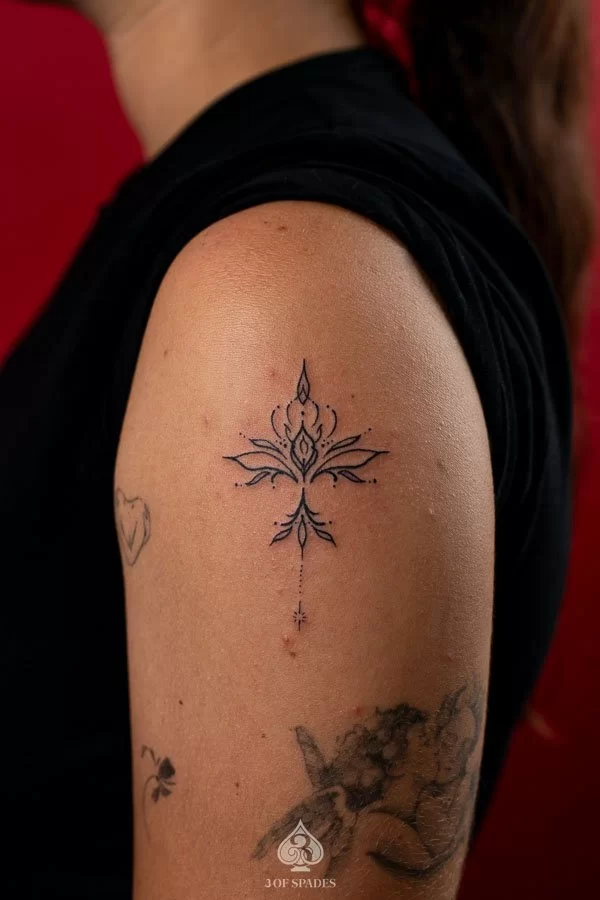 Ornamental Lotus Upper Arm Tattoo | 3 of Spades Hanoi