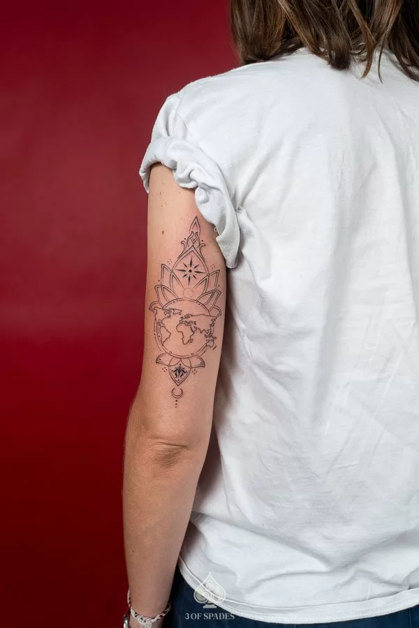 Ornamental Map Tattoo at 3 of Spades hanoi tattoo