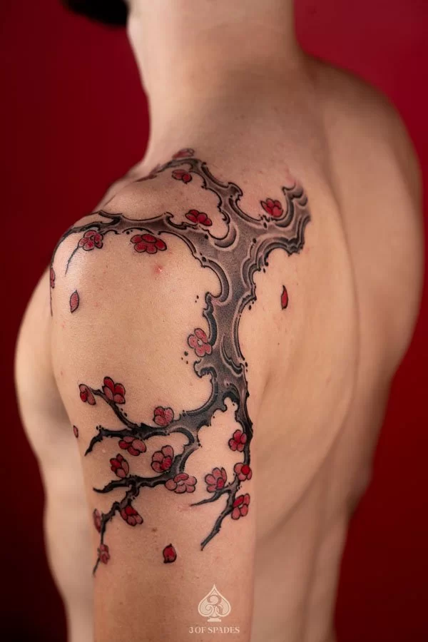 Peach Blossom Branch Tattoo