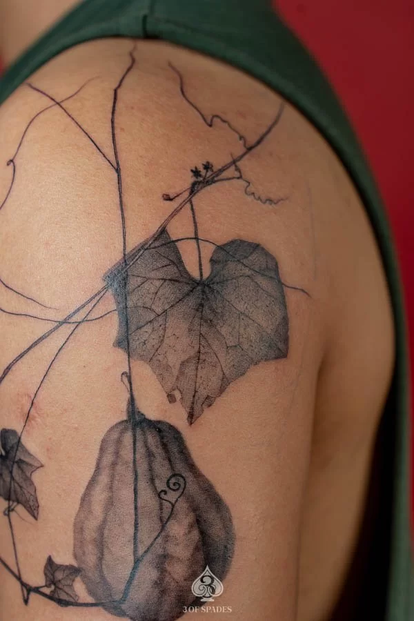 Realism Papaya Leaf Tattoo Designs | 3 of Spades Hanoi