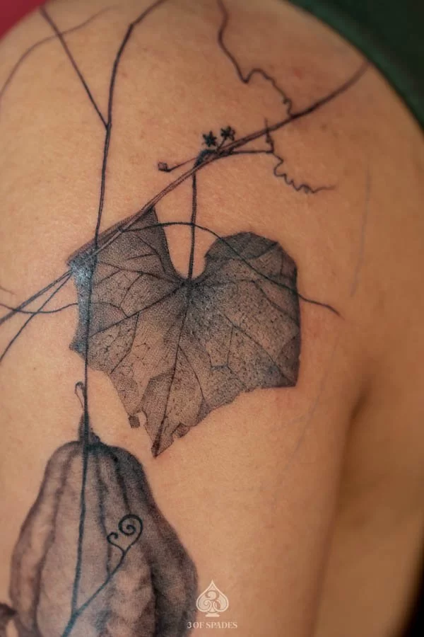 Realism Papaya Leaf Tattoo2