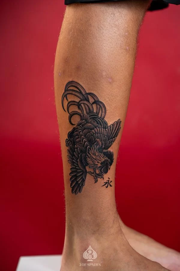 Rooster Blackwork Tattoo