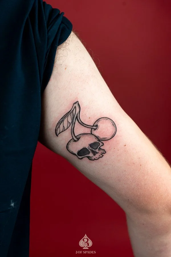 Skull Cherry Tattoo | 3 of Spades Hanoi Tattoo