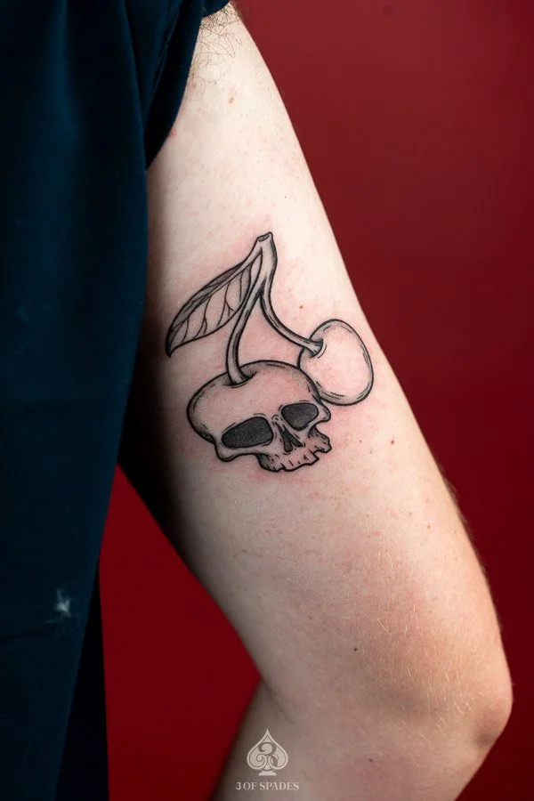 Skull Cherry Tattoo | 3 of Spades Hanoi Tattoo