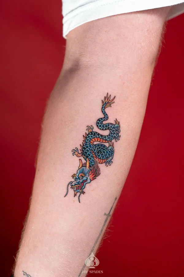 Small Old School Dragon Tattoo