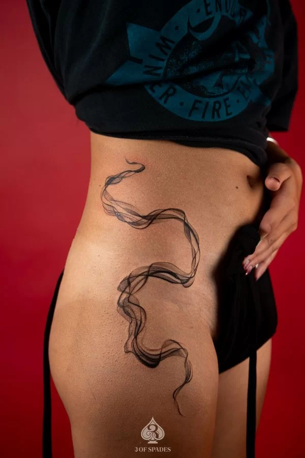 Smoke Hip Tattoo