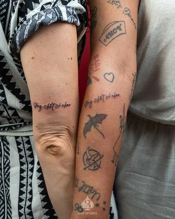 Song Chet Co Nhau Matching Tattoo | 3 of Spades