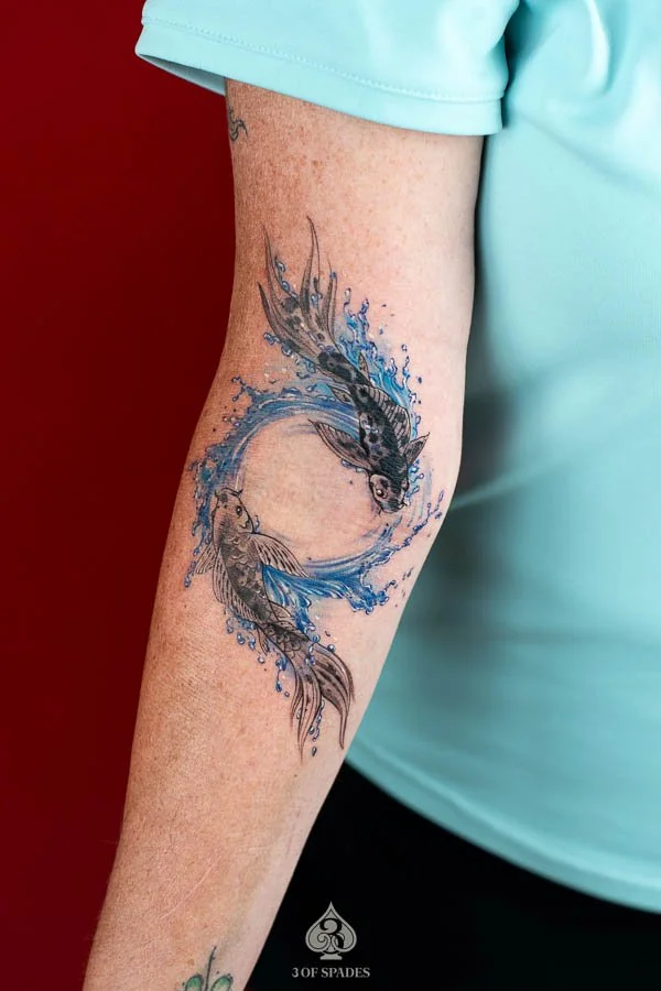 Water Couple Koi Fish Tattoo