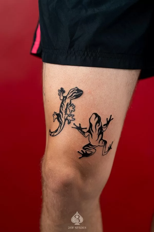 Abstract Gekko and Frog Tattoo