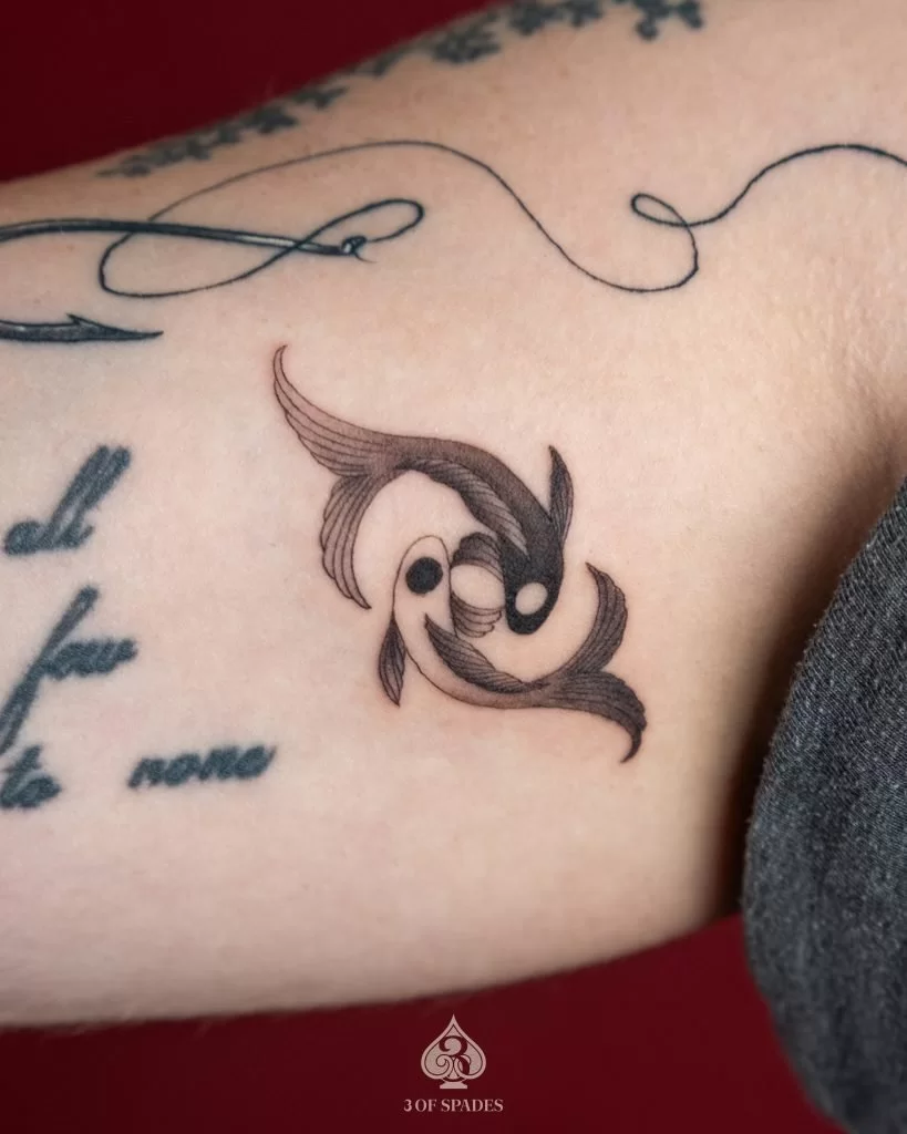 Black & Grey Koi Fish Tattoo