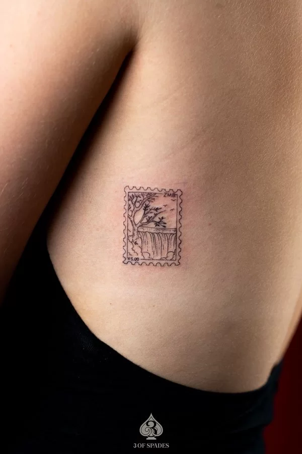 Waterfall Stamp Tattoo