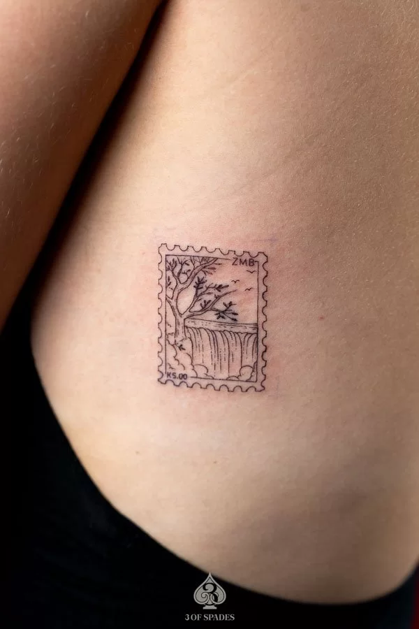 Waterfall Stamp Tattoo Designs | 3 of Spades Hanoi