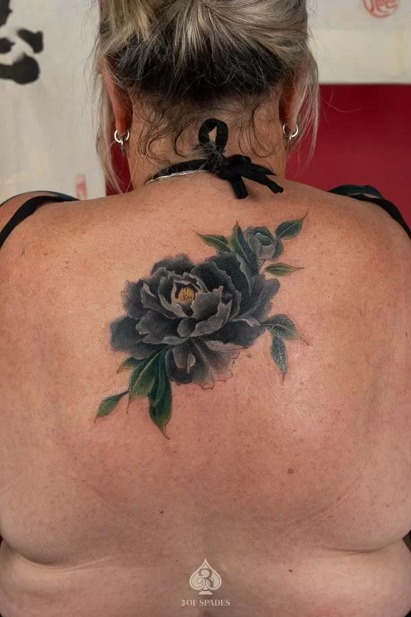 Black Peony Tattoo Cover-Up