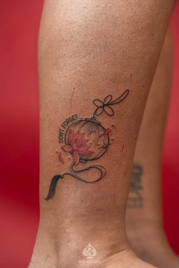 “Dont Forget” Red Lotus Lantern Tattoo