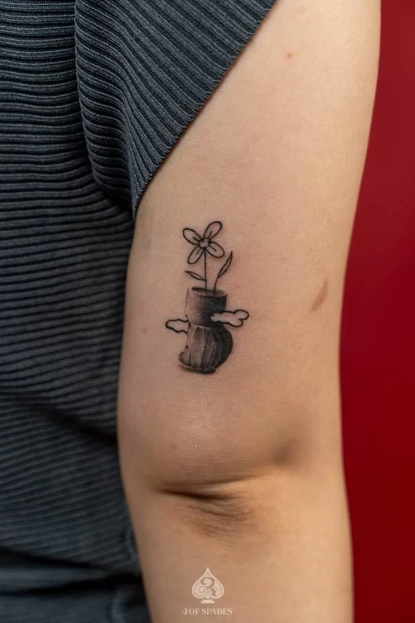 Illustrative Mini Vase Tattoo