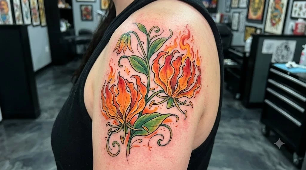 fire lily tattoo