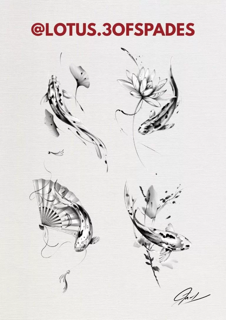 Koifish tattoo idea by lotus
